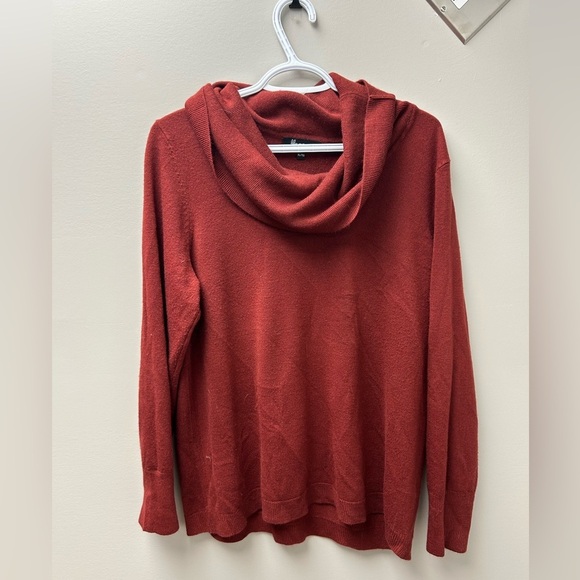 Lily Morgan Mock Neck Burnt Orange Long Sleeve Knit Sweater - Picture 1 of 4